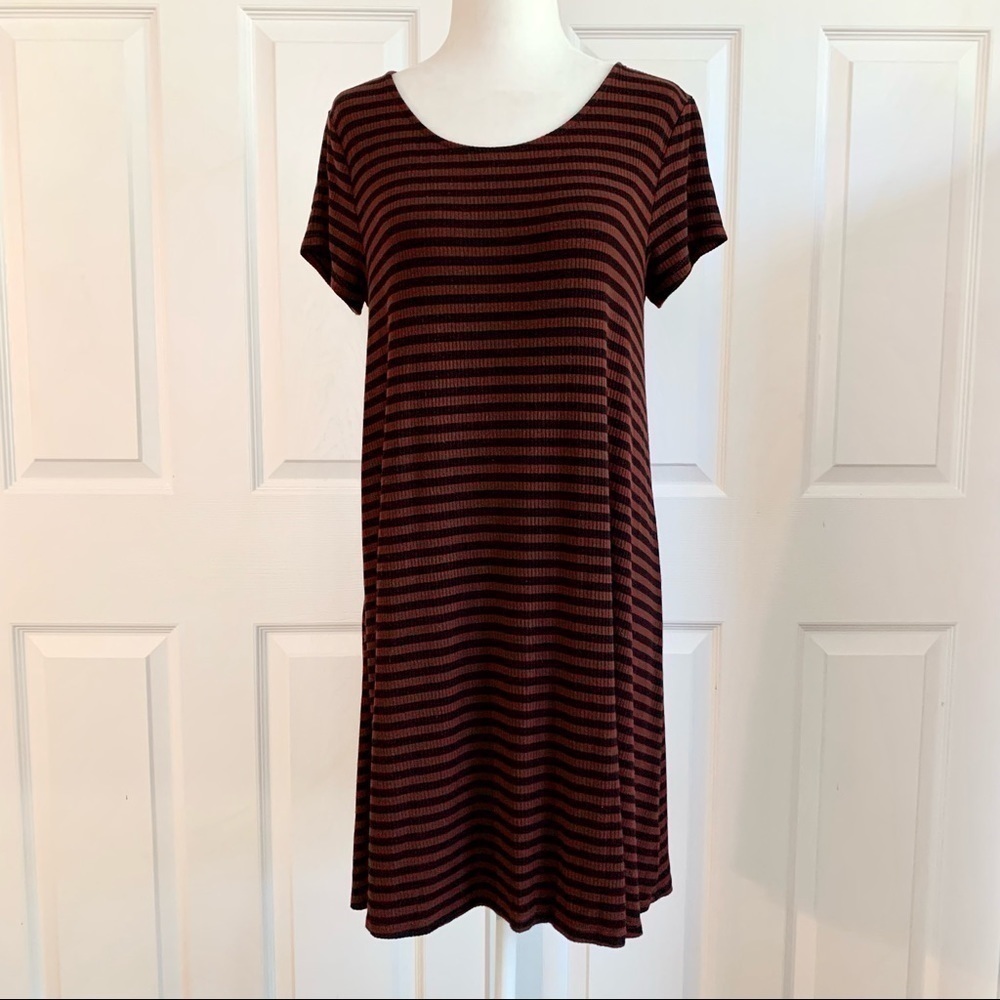 Mossimo Red and Black Ribbed Stretch Swing Dress